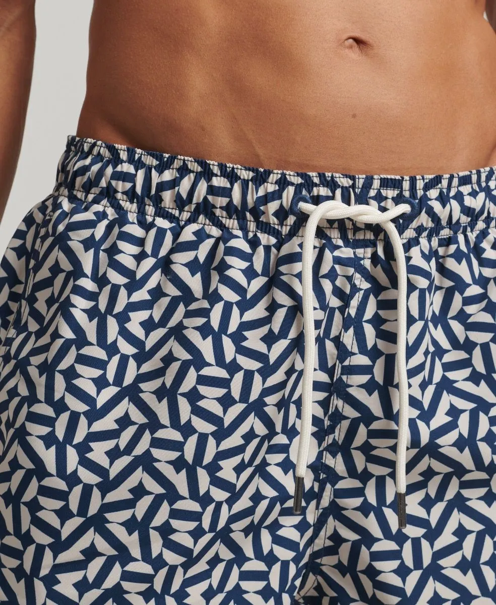 Superdry Navy Summer Print Swim Shorts Tile Shape