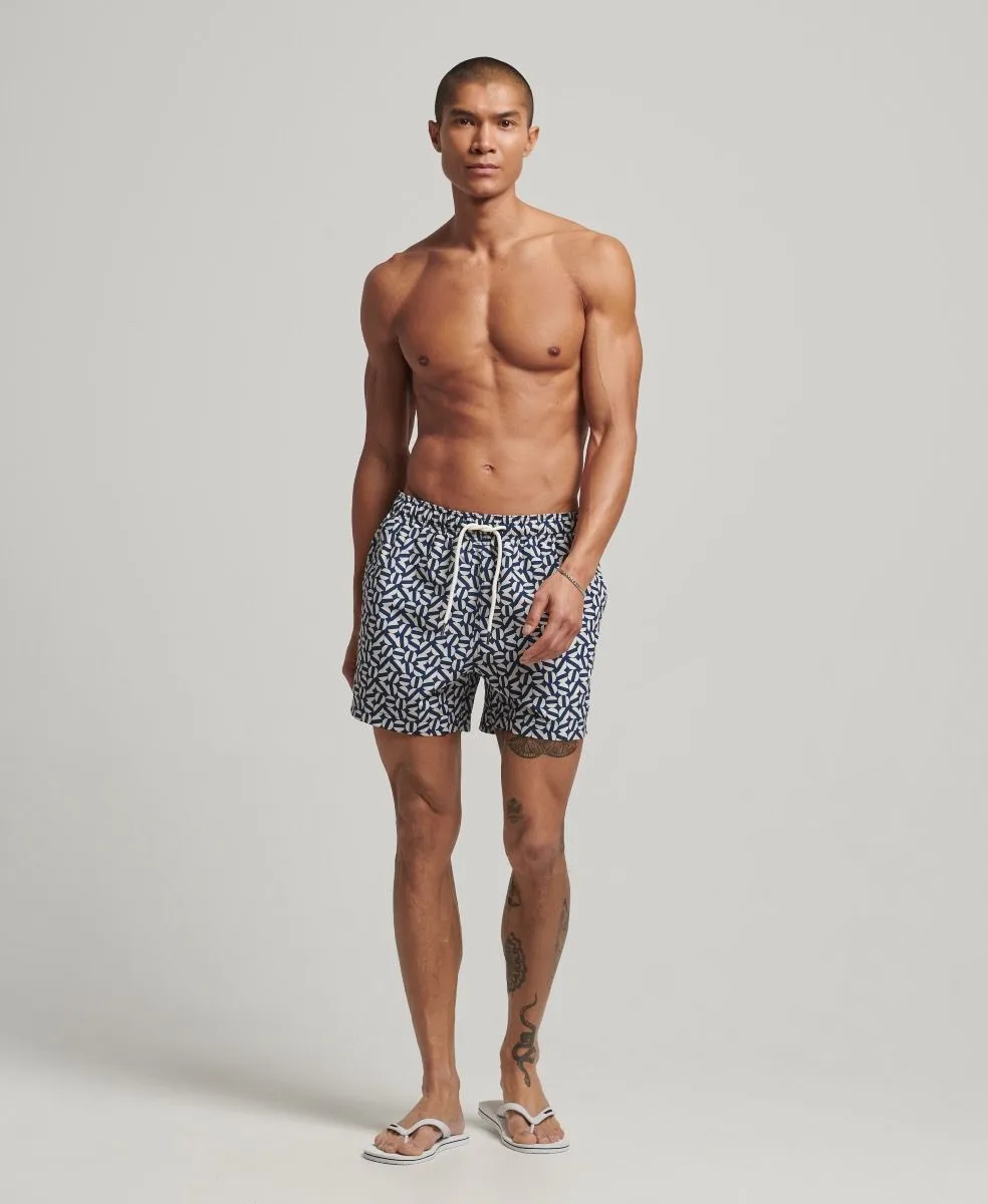 Superdry Navy Summer Print Swim Shorts Tile Shape