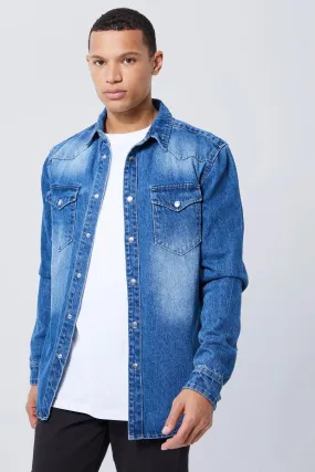 Tall Western Detail Denim Shirt