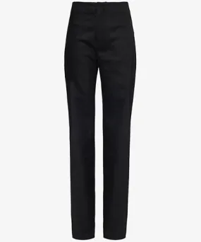 THE FRANKIE SHOP Women's Black Morrison Straight-Leg High-Rise Stretch-Wool Trousers