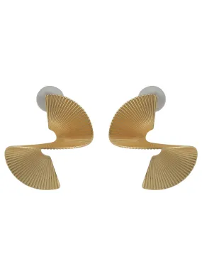 S Shaped Textured Gold Plated Studs