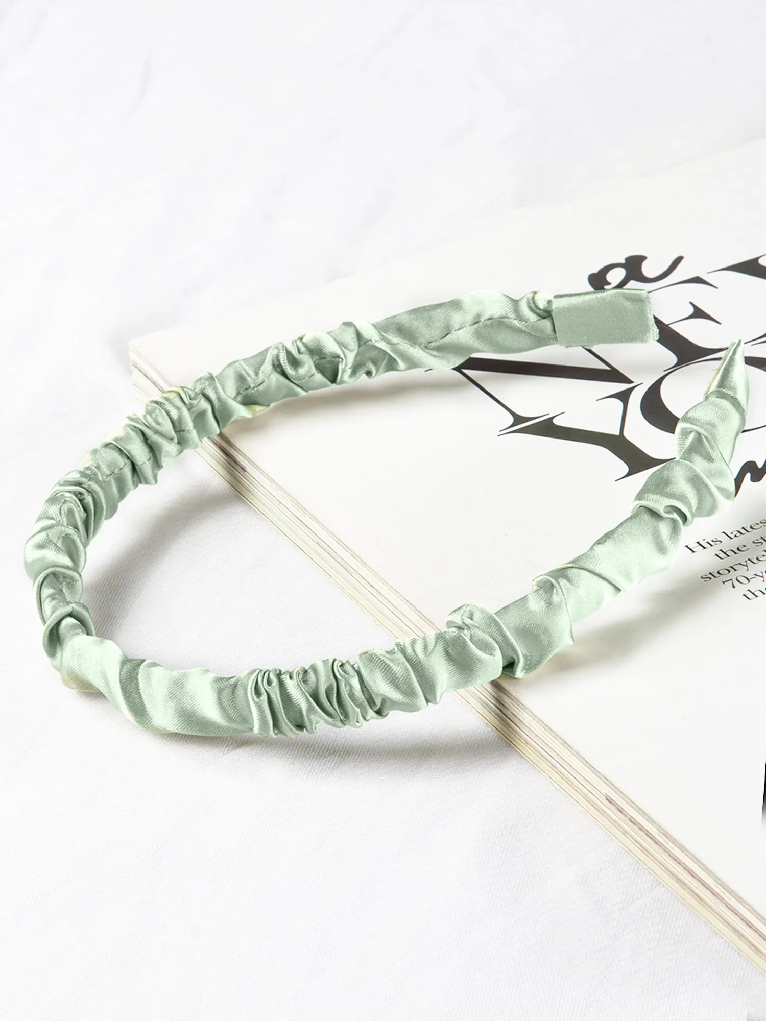 Ruched Thin Green Headband