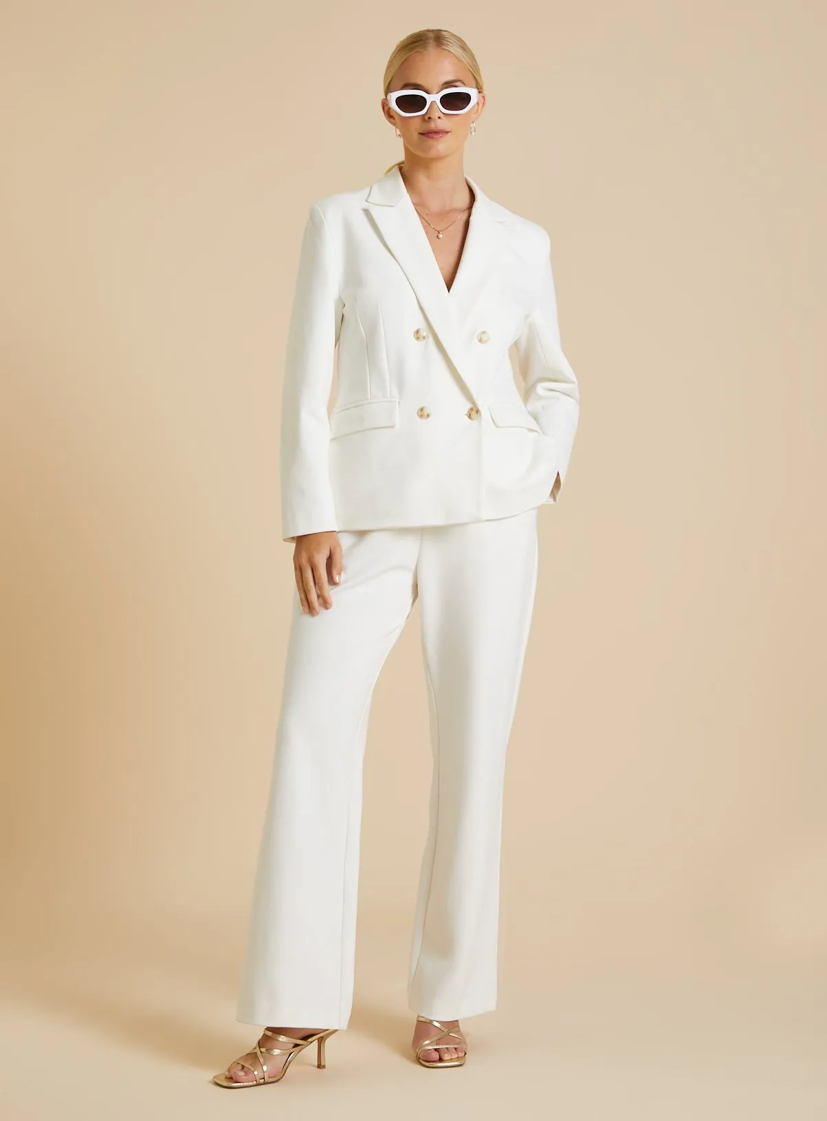 Trendy White Smart Trousers 12