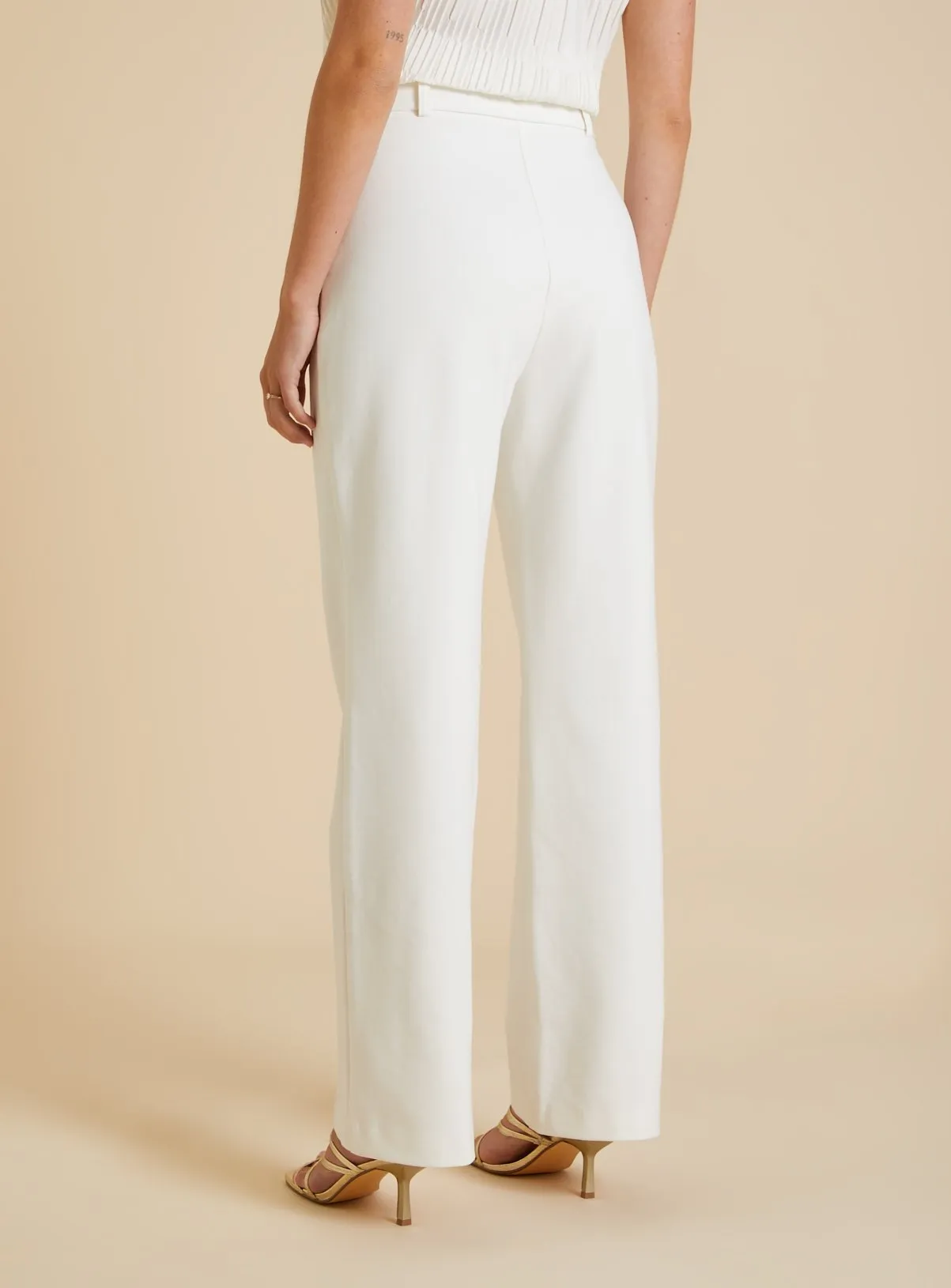 Trendy White Smart Trousers 12