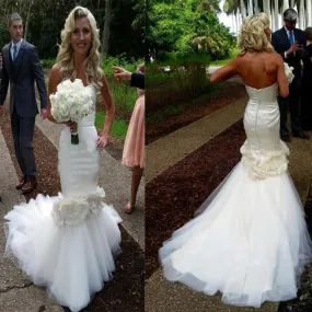 WD0054 Sexy Unique Handmade Appliques Sweetheart Mermaid Wedding Party Dress