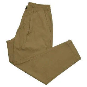 Universal Works Pleated Track Pant in Olive Green Seersucker