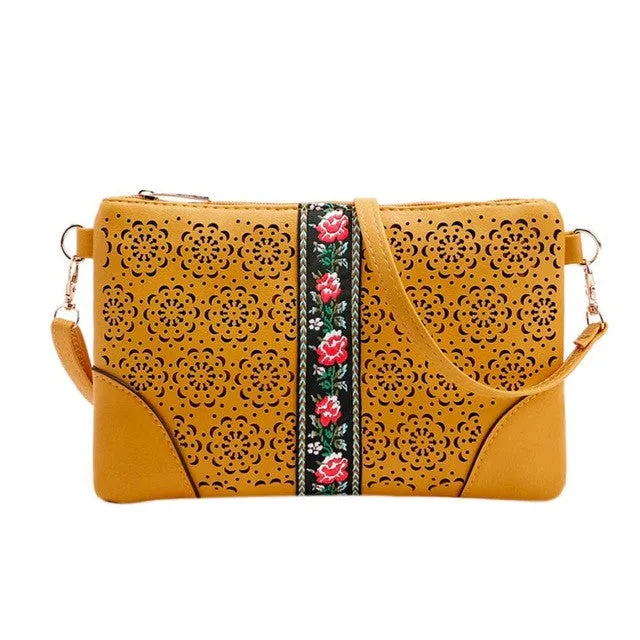 Vintage Flowers Hippie Embroidered Women's Crossbody Bag