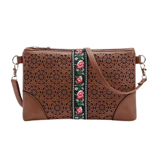 Vintage Flowers Hippie Embroidered Women's Crossbody Bag