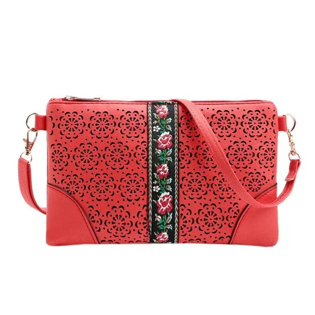 Vintage Flowers Hippie Embroidered Women's Crossbody Bag