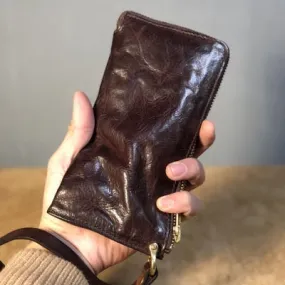 Vintage Men's Soft Leather Long Card Holder Wallet