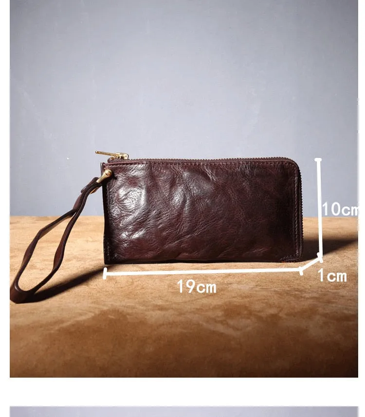 Vintage Men's Soft Leather Long Card Holder Wallet