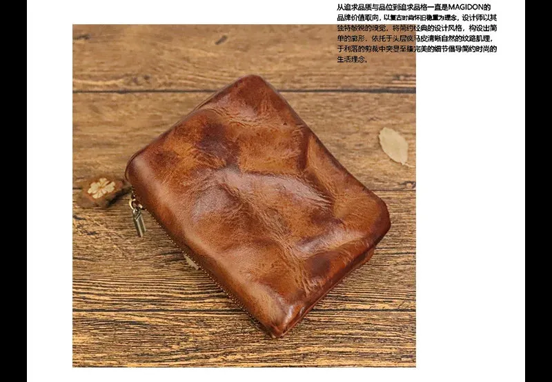 Vintage Men's Cow Leather Card Holder Wallet