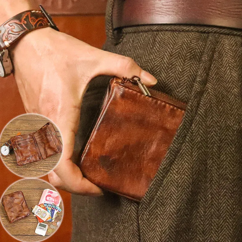 Vintage Men's Cow Leather Card Holder Wallet