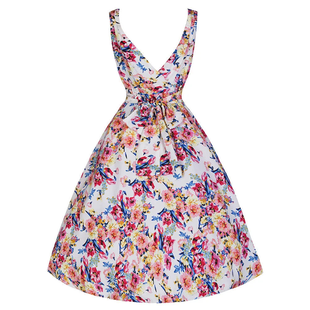 Vintage White Floral Swing Dress