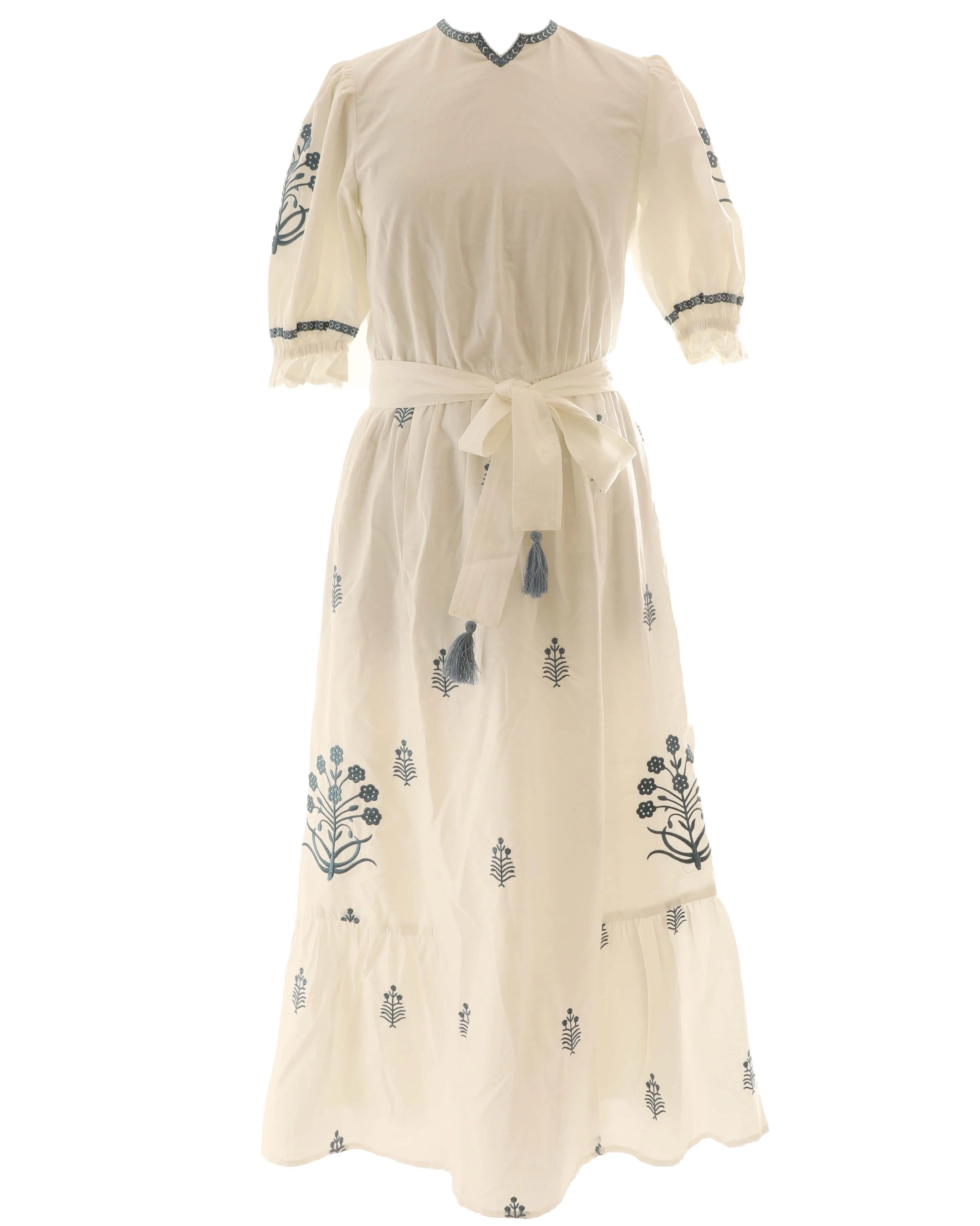 White HDR110 Embroidered Flower Dress