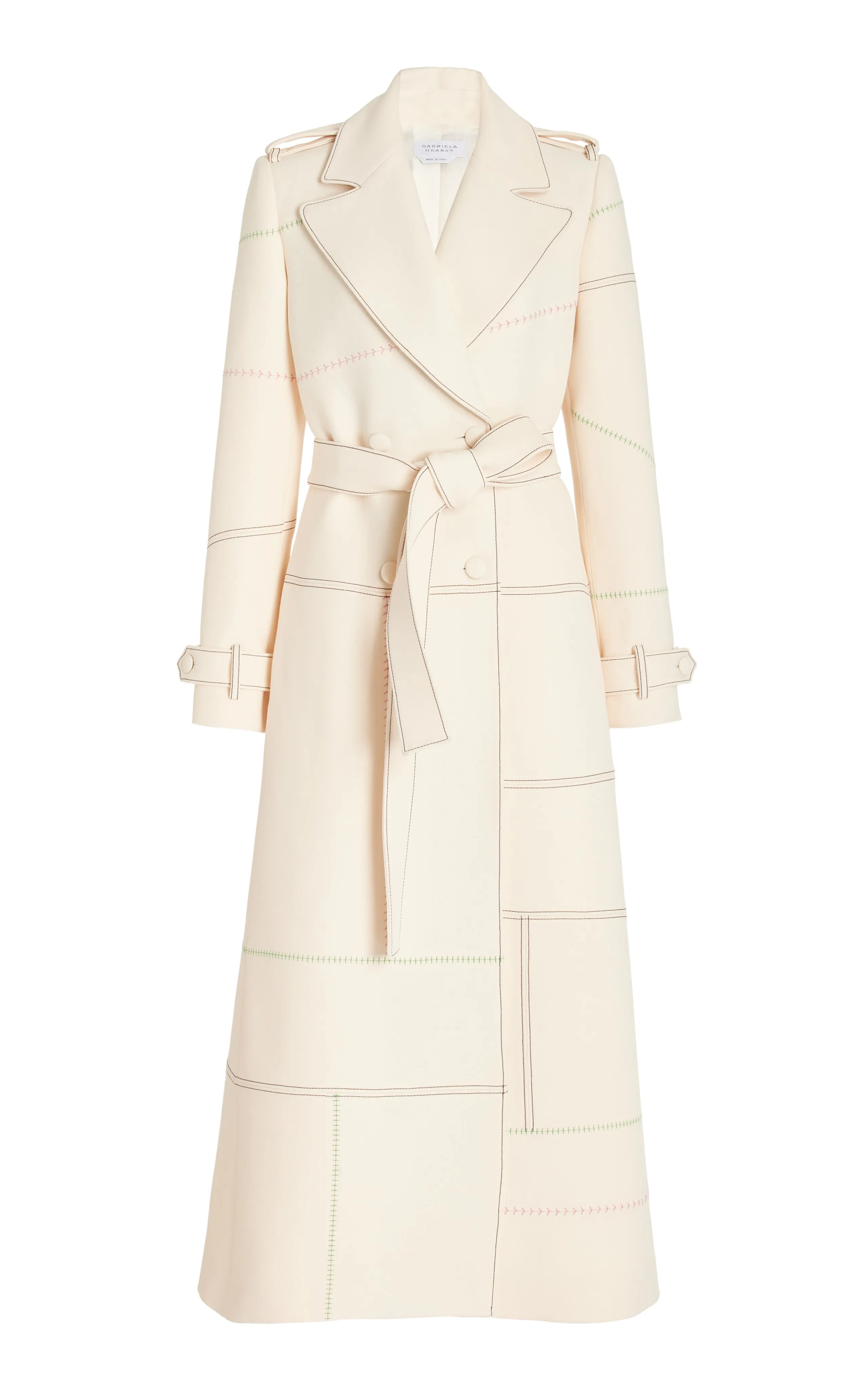 Ivory Wool Silk Cady Trench Coat