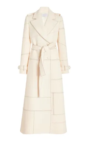 Ivory Wool Silk Cady Trench Coat