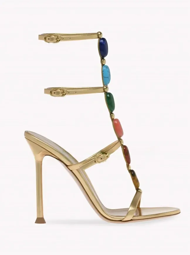 Colorful Gemstone Slingback Hi-heel Pumps