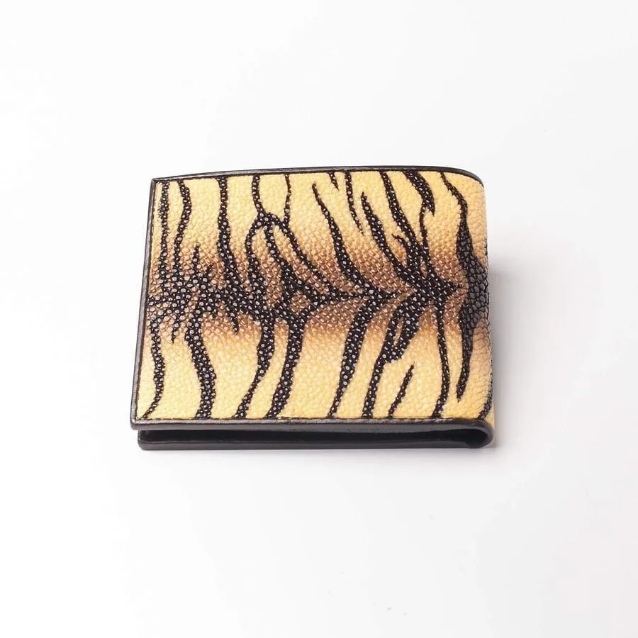 Yellow Tiger Stingray Skin Wallet