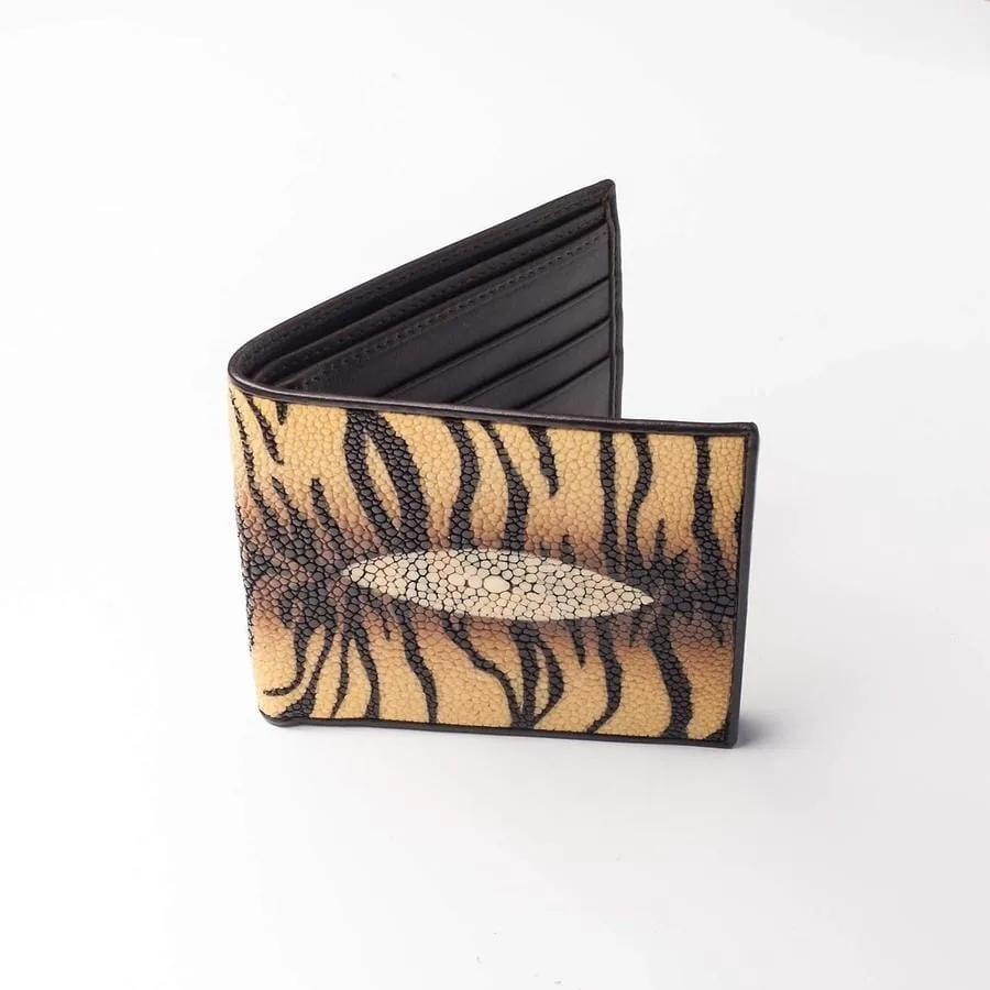 Yellow Tiger Stingray Skin Wallet