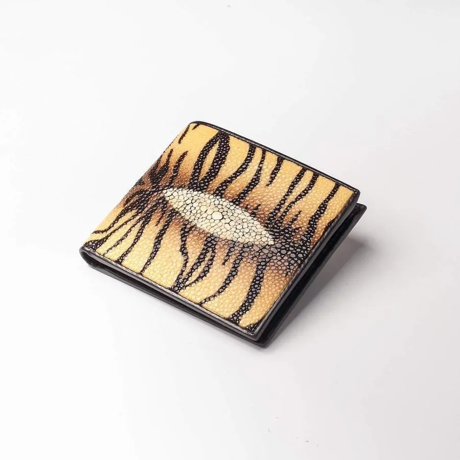 Yellow Tiger Stingray Skin Wallet