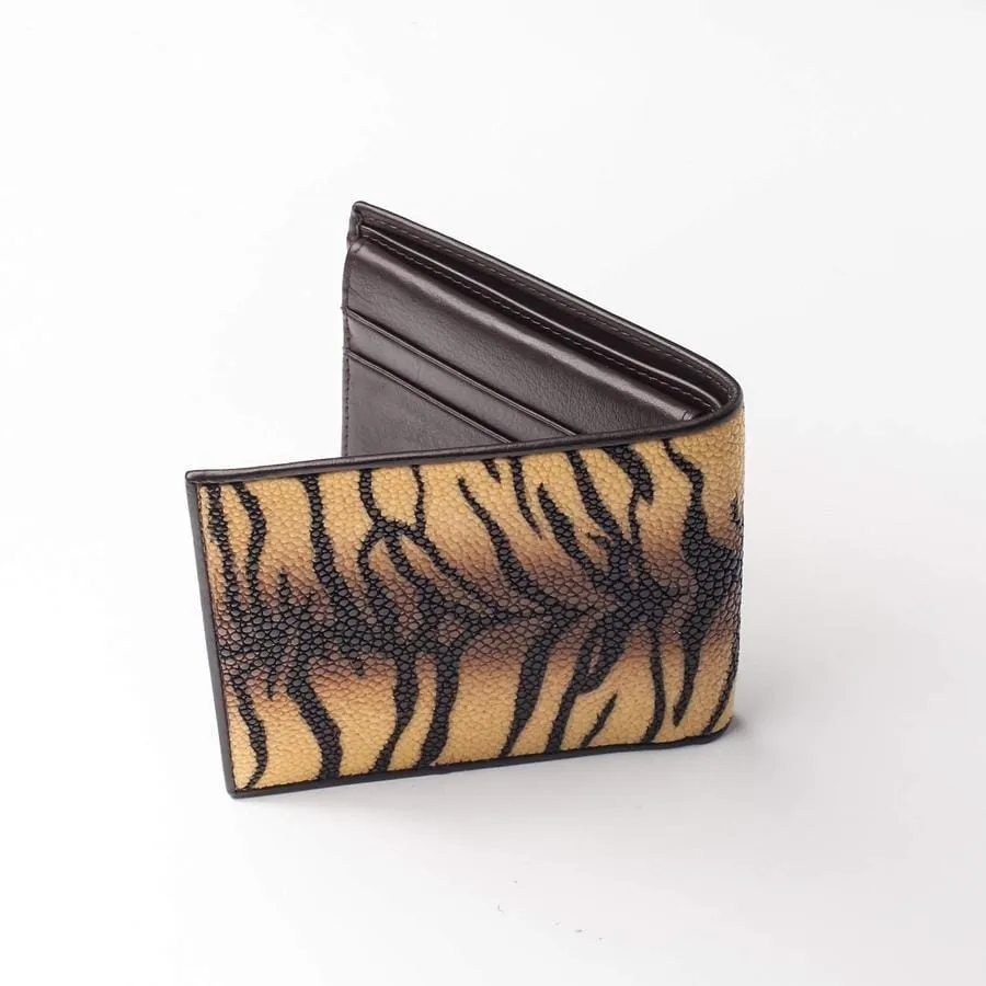 Yellow Tiger Stingray Skin Wallet