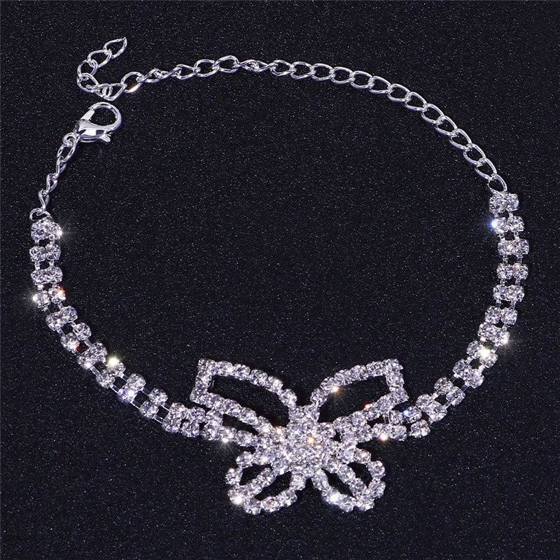 Geometric Butterfly Rhinestone Anklets